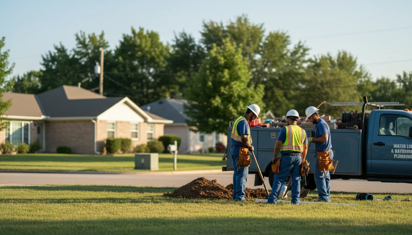 Residential water line and bathroom plumbing service in Moore, TX